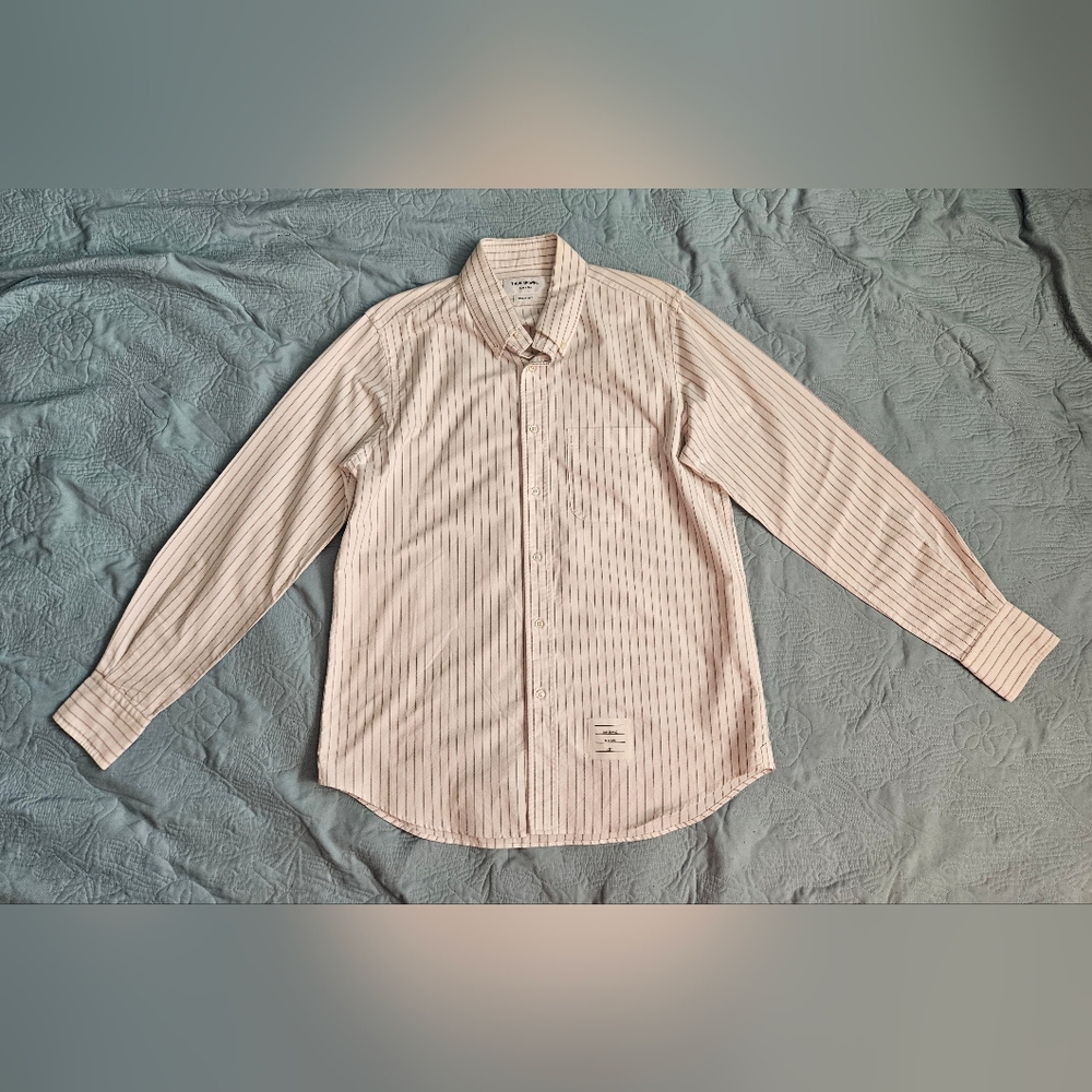 Men's Thom Browne White Striped Button Down Oxford Shirt